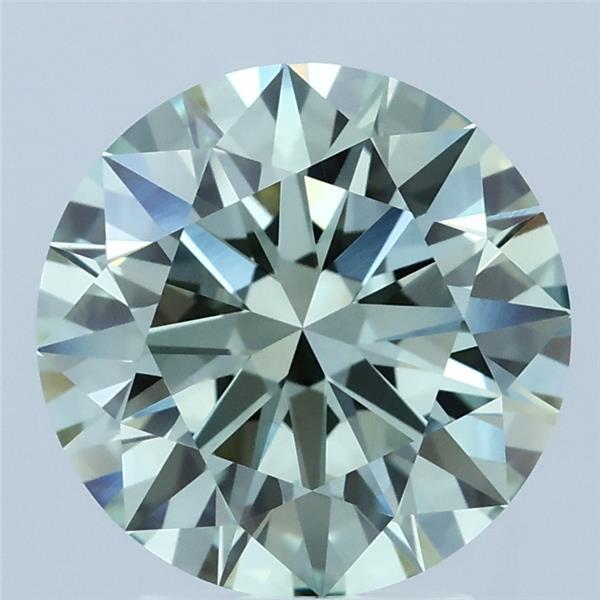 3.00 Carat Round Lab Grown Diamond, Ideal Cut, Fancy Intense Green Color, VVS2 Clarity