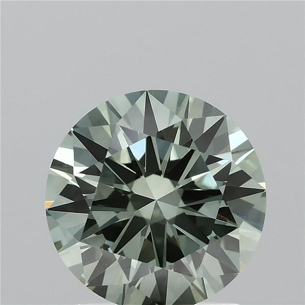 1.50 Carat Round Lab Grown Diamond, Excellent Cut, Fancy Vivid Green Color, VS1 Clarity