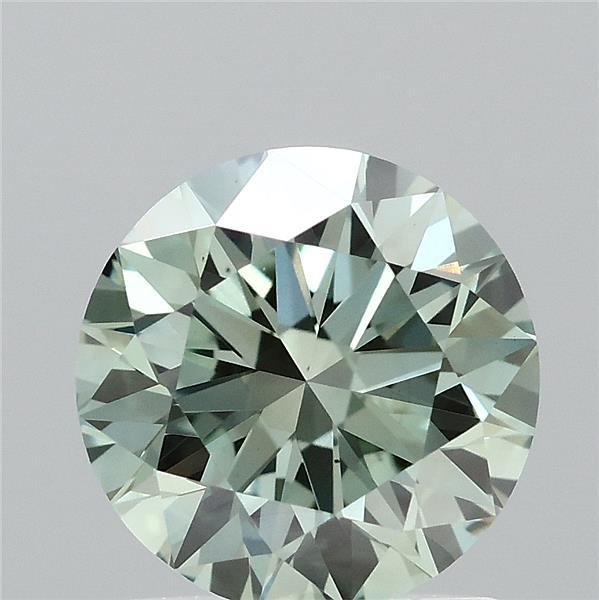 1.33 Carat Round Lab Grown Diamond, Ideal Cut, Fancy Intense Green Color, VS1 Clarity