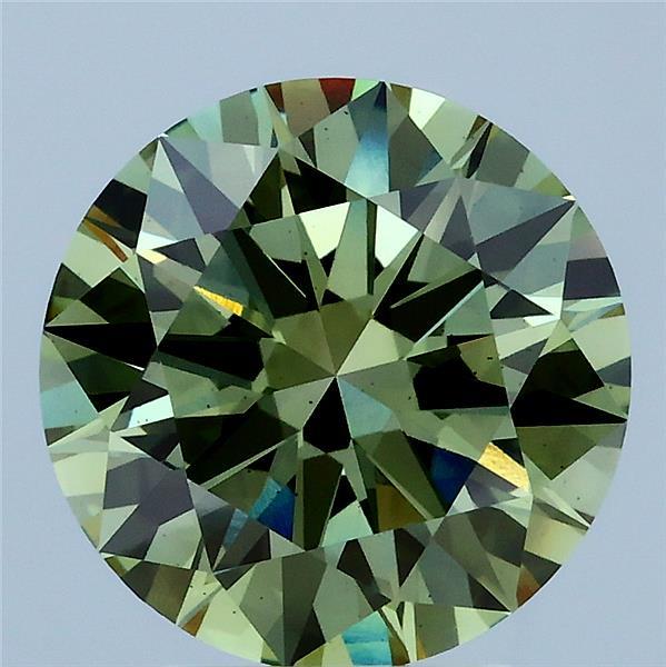 3.50 Carat Round Lab Grown Diamond, Excellent Cut, Fancy Vivid Green Color, VS1 Clarity