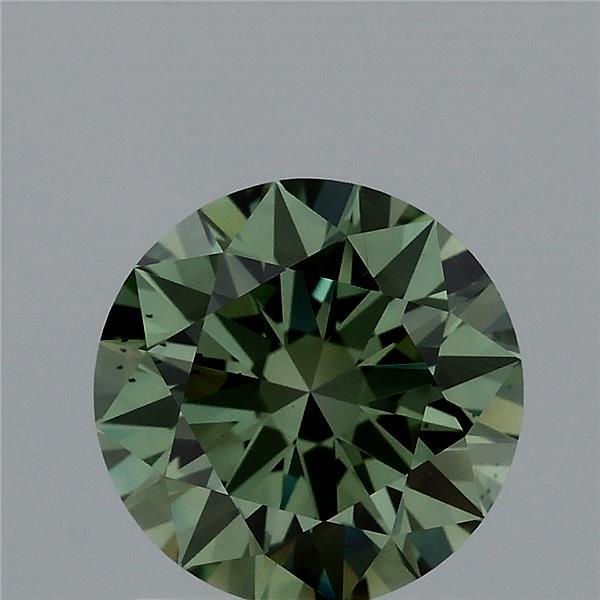 1.41 Carat Round Lab Grown Diamond, Excellent Cut, Fancy Vivid Green Color, VS2 Clarity