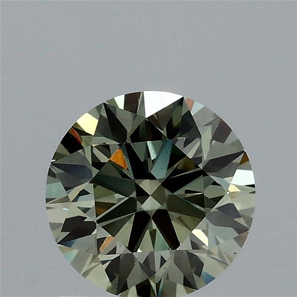 1.10 Carat Round Lab Grown Diamond, Excellent Cut, Fancy Vivid Green Color, VS1 Clarity