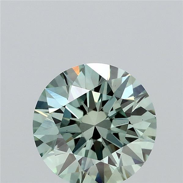 1.95 Carat Round Lab Grown Diamond, Excellent Cut, Fancy Vivid Green Color, VS1 Clarity