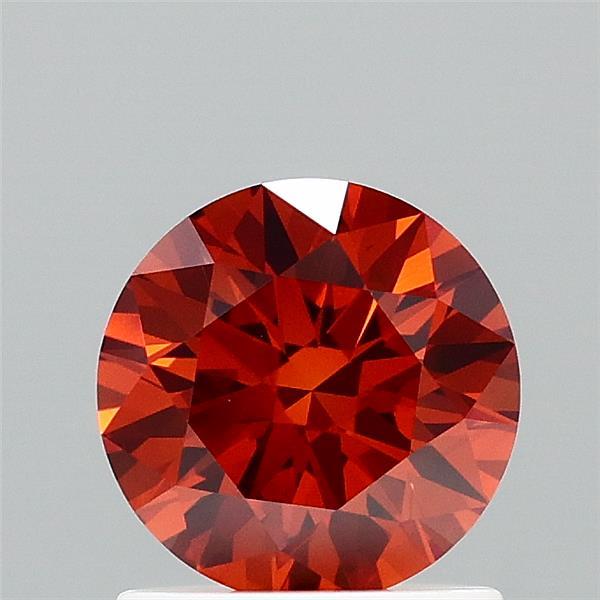 1.02 Carat Round Lab Grown Diamond, Ideal Cut, Fancy Intense Brownish Orange Color, VS1 Clarity