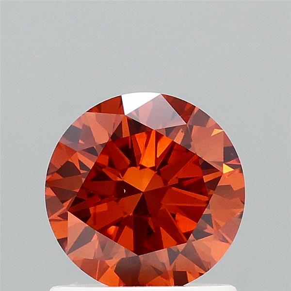 1.00 Carat Round Lab Grown Diamond, Excellent Cut, Fancy Brownish Orange Color, VS1 Clarity
