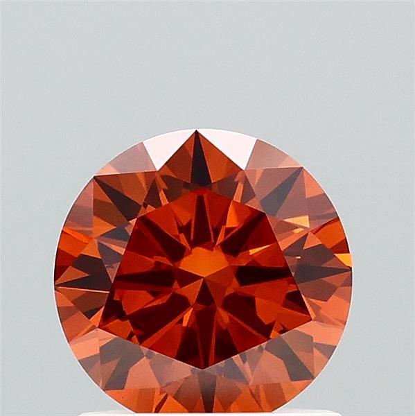 1.09 Carat Round Lab Grown Diamond, Excellent Cut, Fancy Brownish Orange Color, VS1 Clarity