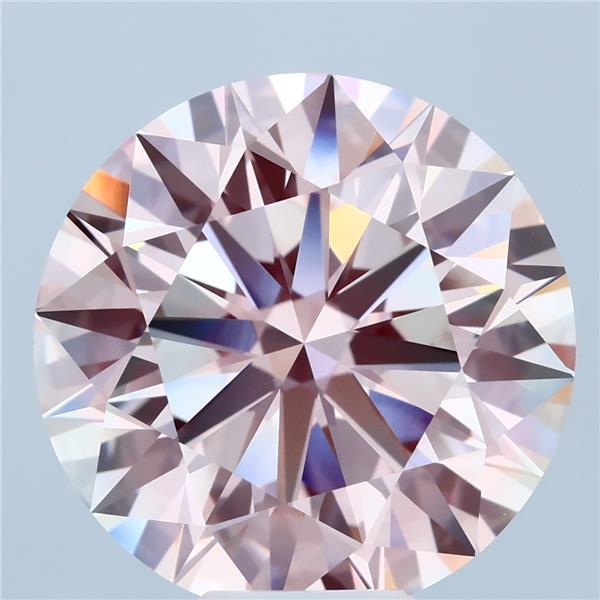 10.32 Carat Round Lab Grown Diamond, Ideal Cut, Fancy Light Pink Color, VS1 Clarity