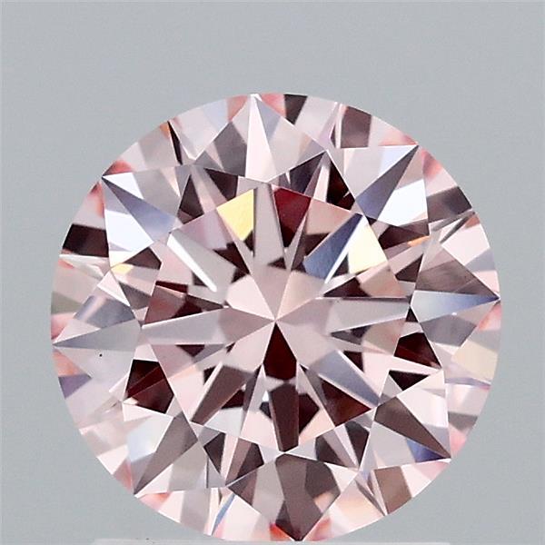 1.51 Carat Round Lab Grown Diamond, Excellent Cut, Fancy Intense Pink Color, VS1 Clarity