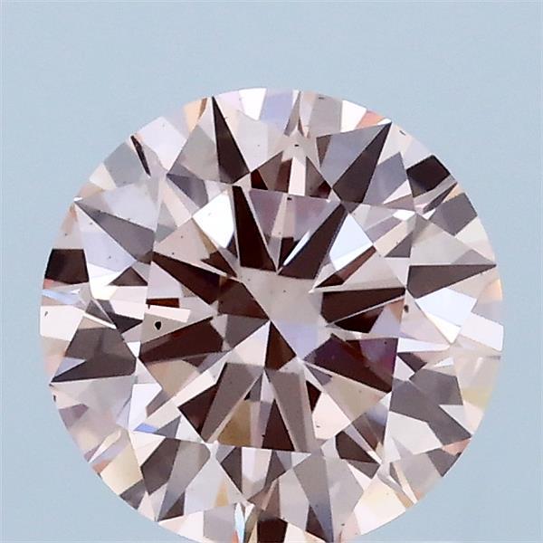 1.38 Carat Round Lab Grown Diamond, Excellent Cut, Fancy Intense Pink Color, VS2 Clarity