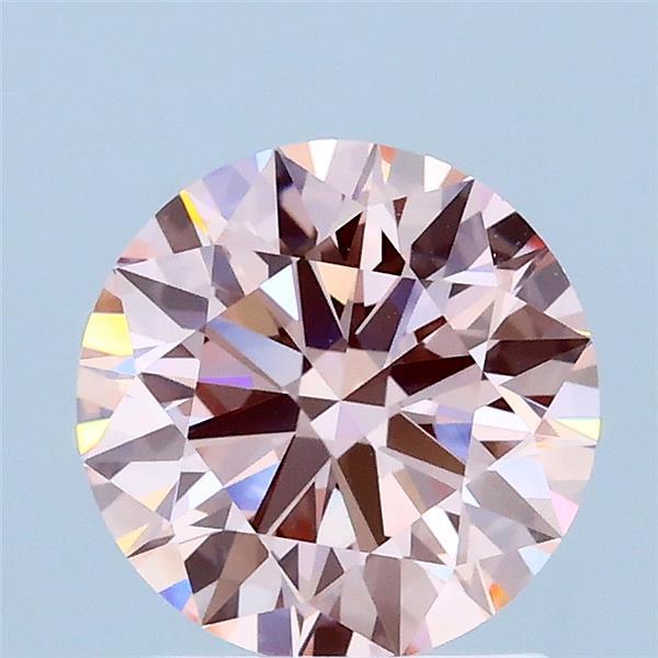 1.50 Carat Round Lab Grown Diamond, Ideal Cut, Fancy Intense Pink Color, VVS2 Clarity