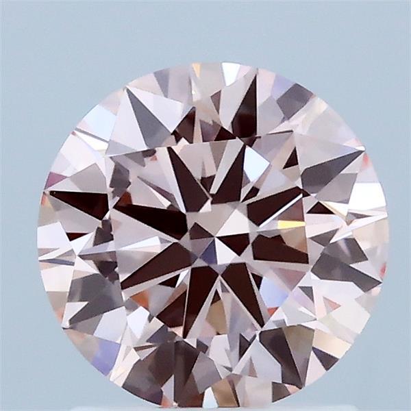 1.39 Carat Round Lab Grown Diamond, Ideal Cut, Fancy Intense Pink Color, VVS2 Clarity