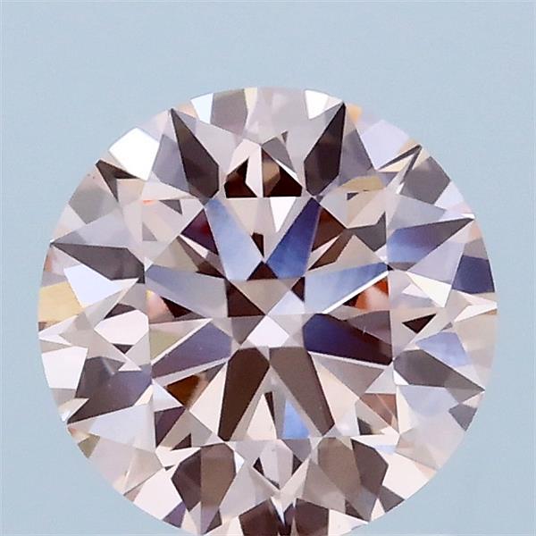 1.42 Carat Round Lab Grown Diamond, Ideal Cut, Fancy Intense Pink Color, VVS2 Clarity