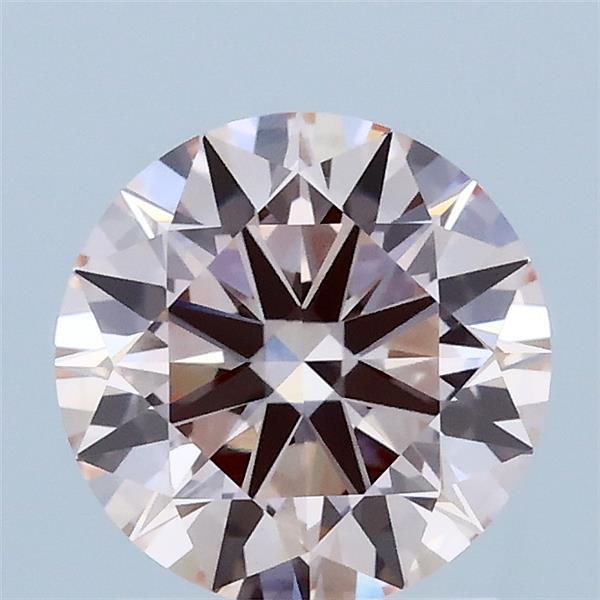 1.50 Carat Round Lab Grown Diamond, Ideal Cut, Fancy Intense Pink Color, VVS2 Clarity