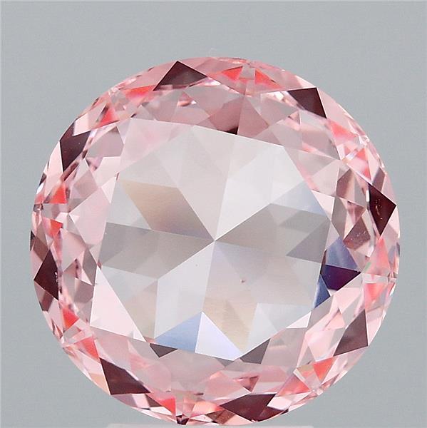 4.13 Carat Round Lab Grown Diamond, Fancy Intense Pink Color, VS1 Clarity