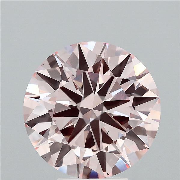 5.39 Carat Round Lab Grown Diamond, Excellent Cut, Fancy Pink Color, VS2 Clarity