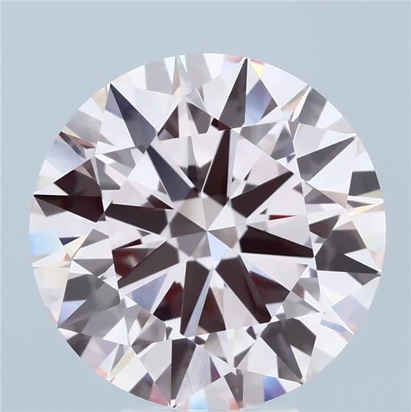 6.01 Carat Round Lab Grown Diamond, Ideal Cut, Fancy Pink Color, VVS2 Clarity