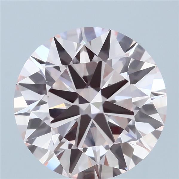 3.81 Carat Round Lab Grown Diamond, Ideal Cut, Fancy Intense Pink Color, VVS2 Clarity