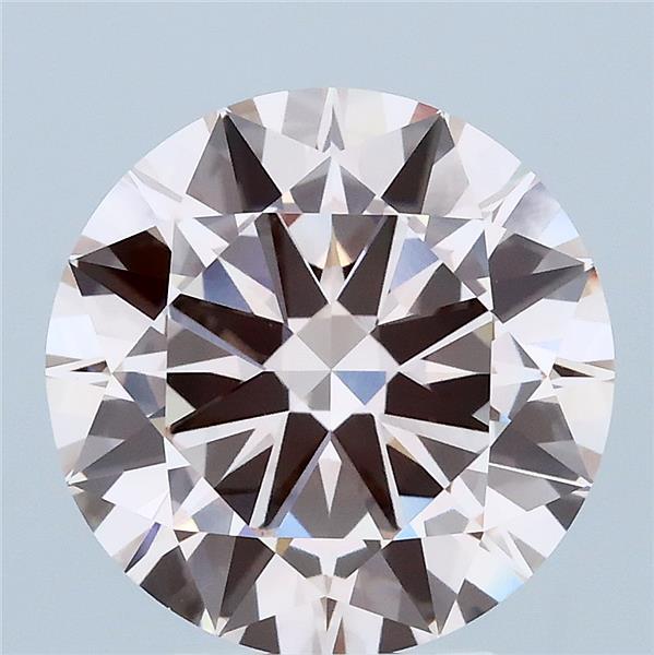 4.00 Carat Round Lab Grown Diamond, Excellent Cut, Fancy Light Pink Color, VVS2 Clarity
