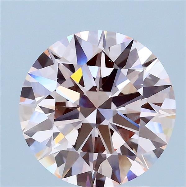 1.84 Carat Round Lab Grown Diamond, Ideal Cut, Fancy Pink Color, VVS2 Clarity