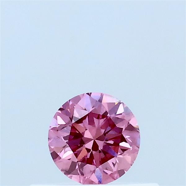 0.31 Carat Round Lab Grown Diamond, Good Cut, Fancy Vivid Pink Color, VS2 Clarity