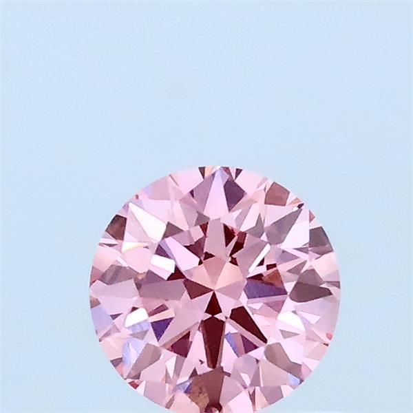 0.53 Carat Round Lab Grown Diamond, Ideal Cut, Fancy Vivid Pink Color, VS1 Clarity
