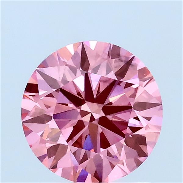 1.10 Carat Round Lab Grown Diamond, Ideal Cut, Fancy Vivid Pink Color, VS1 Clarity