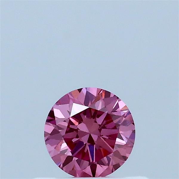 0.32 Carat Round Lab Grown Diamond, Very Good Cut, Fancy Vivid Pink Color, VVS2 Clarity