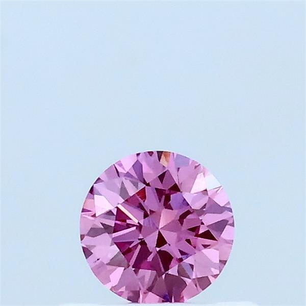 0.30 Carat Round Lab Grown Diamond, Excellent Cut, Fancy Vivid Pink Color, VS1 Clarity