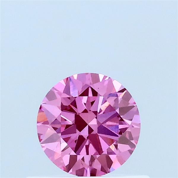 0.47 Carat Round Lab Grown Diamond, Excellent Cut, Fancy Vivid Pink Color, VS1 Clarity