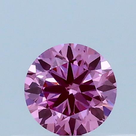 0.31 Carat Round Lab Grown Diamond, Very Good Cut, Fancy Vivid Pink Color, VS2 Clarity