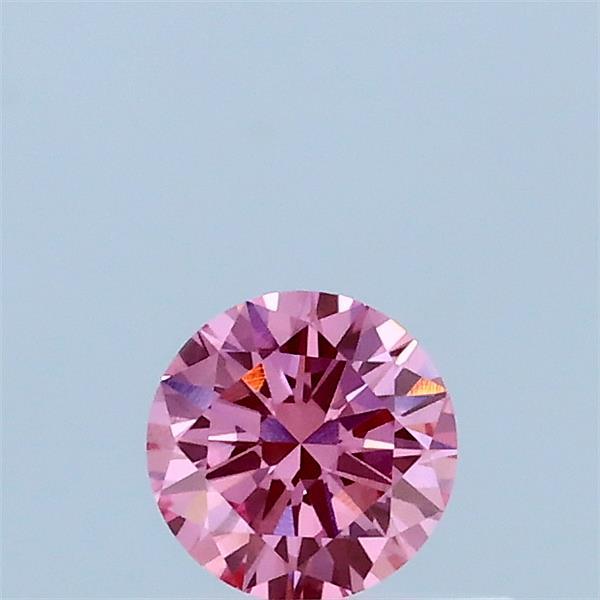 0.37 Carat Round Lab Grown Diamond, Excellent Cut, Fancy Vivid Pink Color, VVS2 Clarity
