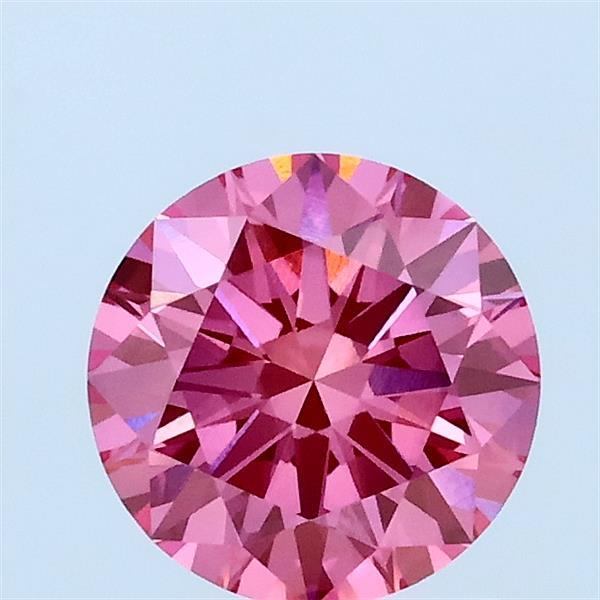 1.00 Carat Round Lab Grown Diamond, Excellent Cut, Fancy Vivid Pink Color, VS1 Clarity