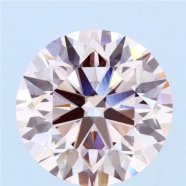 5.01 Carat Round Lab Grown Diamond, Ideal Cut, Fancy Pink Color, VVS2 Clarity