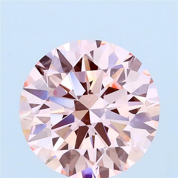 2.01 Carat Round Lab Grown Diamond, Ideal Cut, Fancy Intense Pink Color, VS1 Clarity