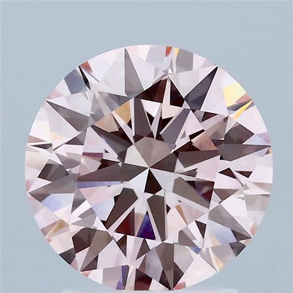 2.05 Carat Round Lab Grown Diamond, Ideal Cut, Fancy Intense Pink Color, VVS2 Clarity