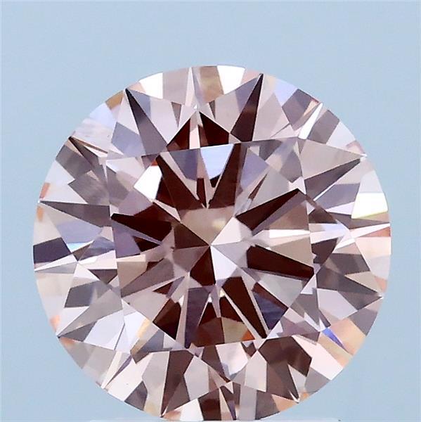 2.01 Carat Round Lab Grown Diamond, Excellent Cut, Fancy Intense Pink Color, VS1 Clarity