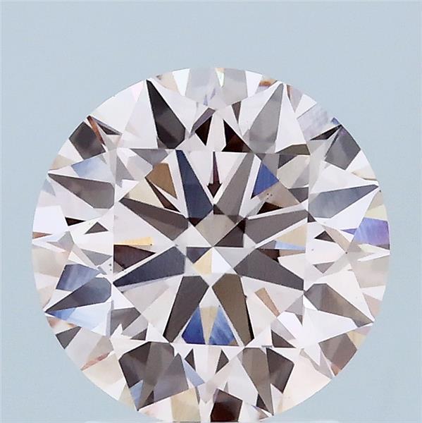 2.10 Carat Round Lab Grown Diamond, Ideal Cut, Fancy Intense Pink Color, VS1 Clarity