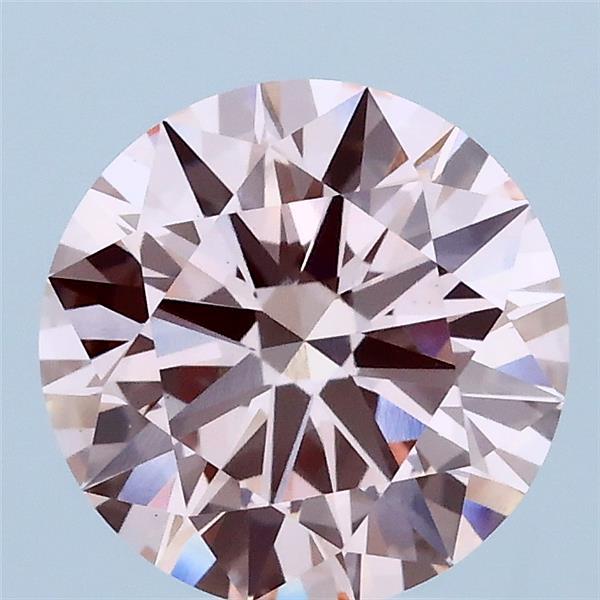 2.01 Carat Round Lab Grown Diamond, Ideal Cut, Fancy Intense Pink Color, VS1 Clarity