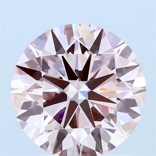1.50 Carat Round Lab Grown Diamond, Excellent Cut, Fancy Intense Pink Color, VS1 Clarity
