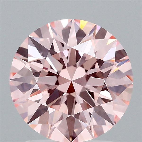 1.98 Carat Round Lab Grown Diamond, Excellent Cut, Fancy Intense Pink Color, VVS2 Clarity