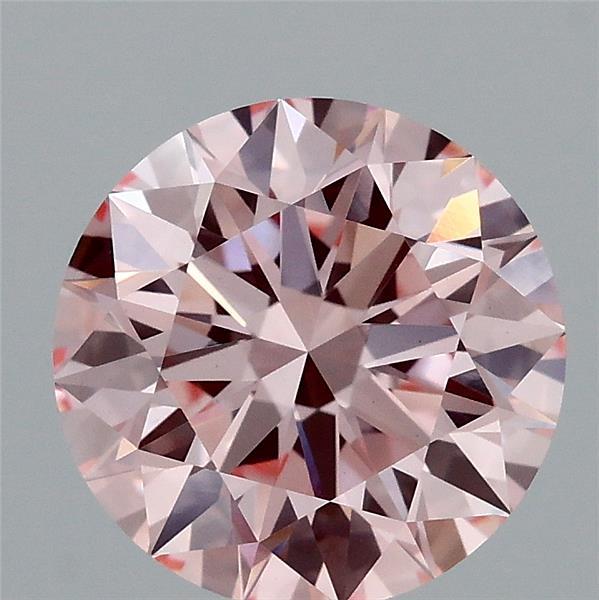 2.24 Carat Round Lab Grown Diamond, Ideal Cut, Fancy Intense Pink Color, VS1 Clarity
