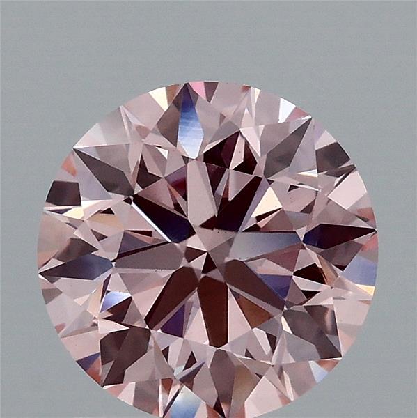 1.61 Carat Round Lab Grown Diamond, Excellent Cut, Fancy Intense Pink Color, VS1 Clarity