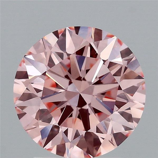 2.41 Carat Round Lab Grown Diamond, Excellent Cut, Fancy Intense Pink Color, VS1 Clarity