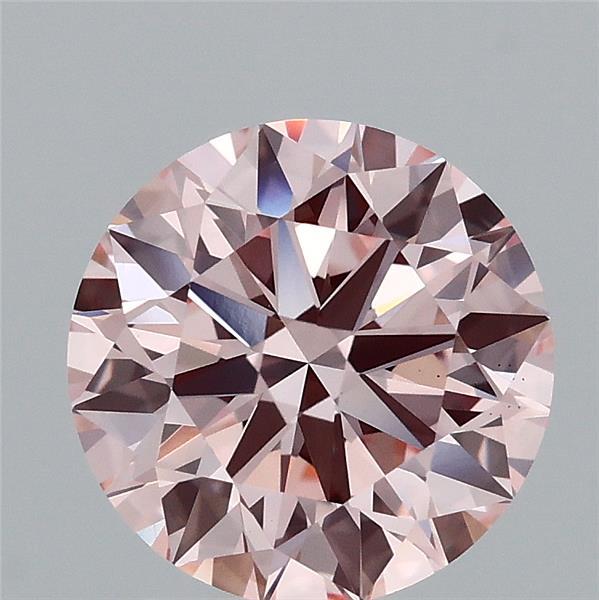 2.20 Carat Round Lab Grown Diamond, Ideal Cut, Fancy Intense Pink Color, VS1 Clarity