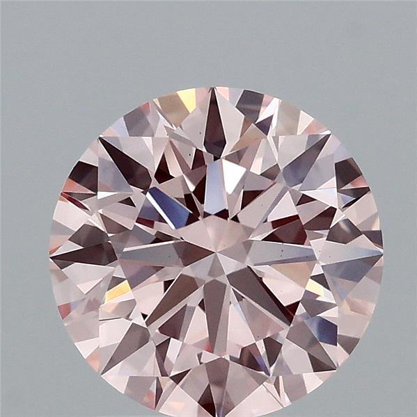 2.03 Carat Round Lab Grown Diamond, Ideal Cut, Fancy Intense Pink Color, VS1 Clarity