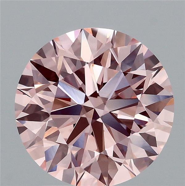 3.01 Carat Round Lab Grown Diamond, Excellent Cut, Fancy Intense Pink Color, VVS2 Clarity