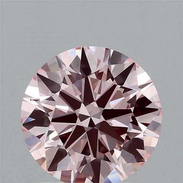 1.95 Carat Round Lab Grown Diamond, Ideal Cut, Fancy Intense Pink Color, VS1 Clarity