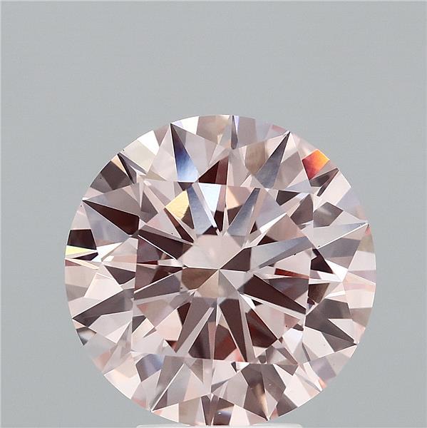 5.09 Carat Round Lab Grown Diamond, Ideal Cut, Fancy Pink Color, VS1 Clarity