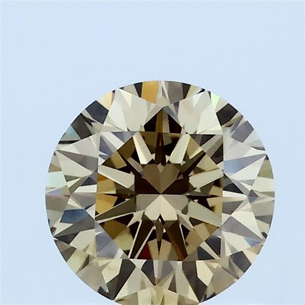 1.00 Carat Round Lab Grown Diamond, Excellent Cut, Fancy Brownish Yellow Color, VVS2 Clarity