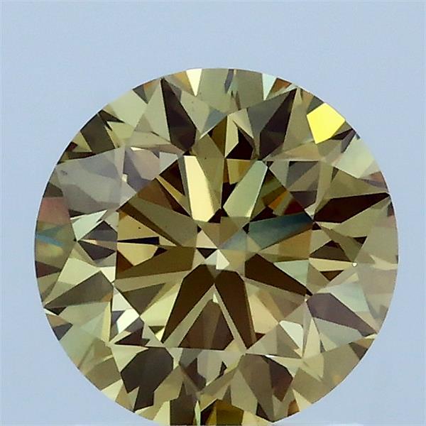 1.50 Carat Round Lab Grown Diamond, Excellent Cut, Fancy Intense Greenish Yellow Color, VS1 Clarity
